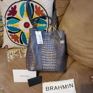 NWT Brahmin Amelia Charcoal Sparrow bucket bag